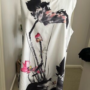 Vintage Floral Sleeveless Tunic/Dress Black and Pink